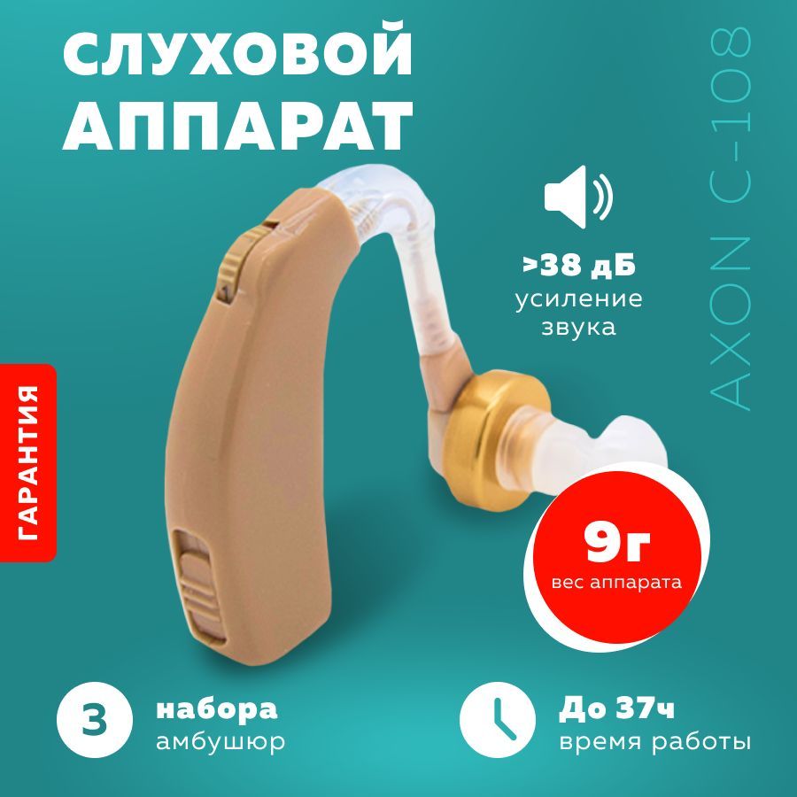 Слуховой аппарат заушный для слабослышащих, Axon C-108