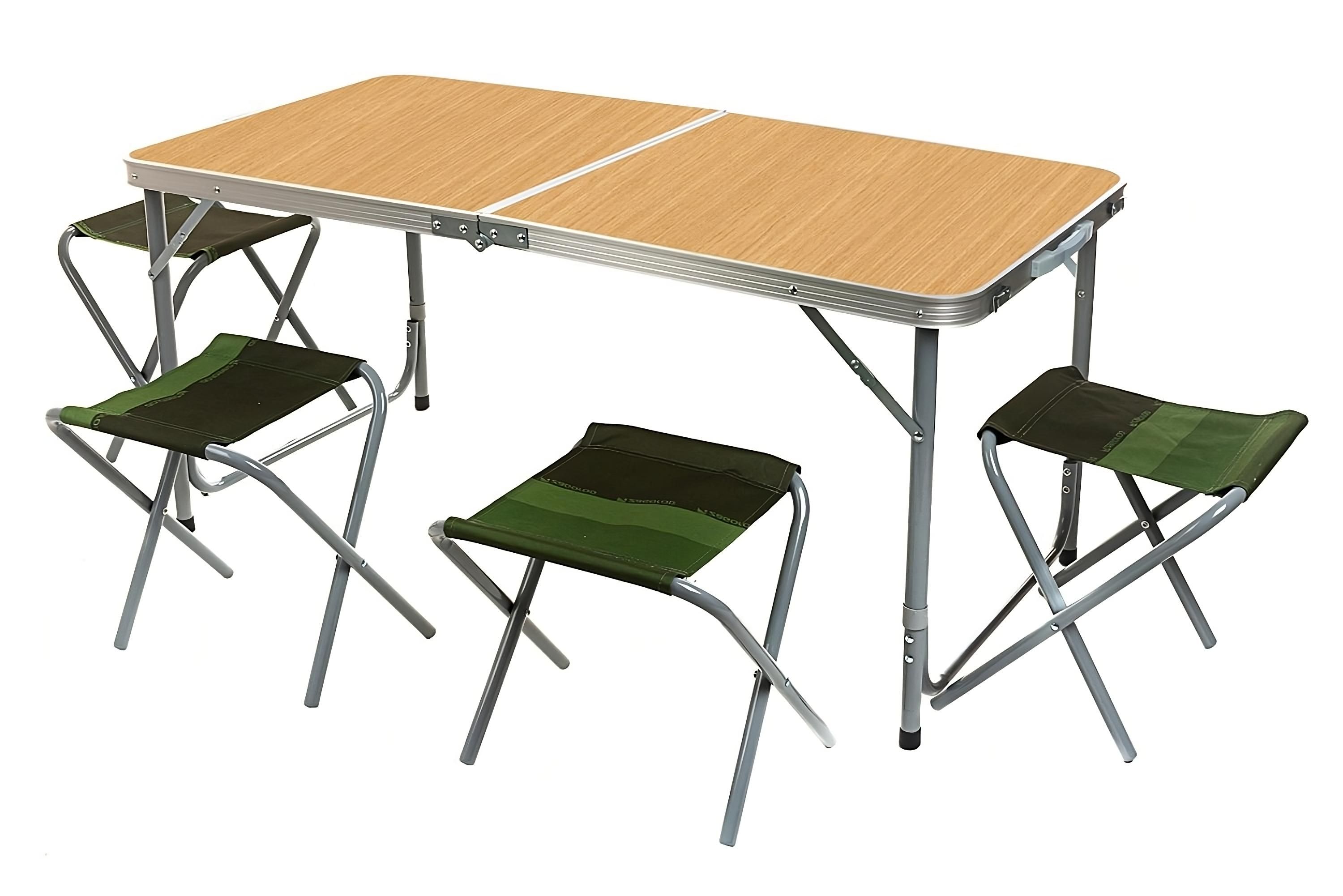 Стол складной со стульями ytft013-Green Leaf зеленый, 120х60х68.5 см