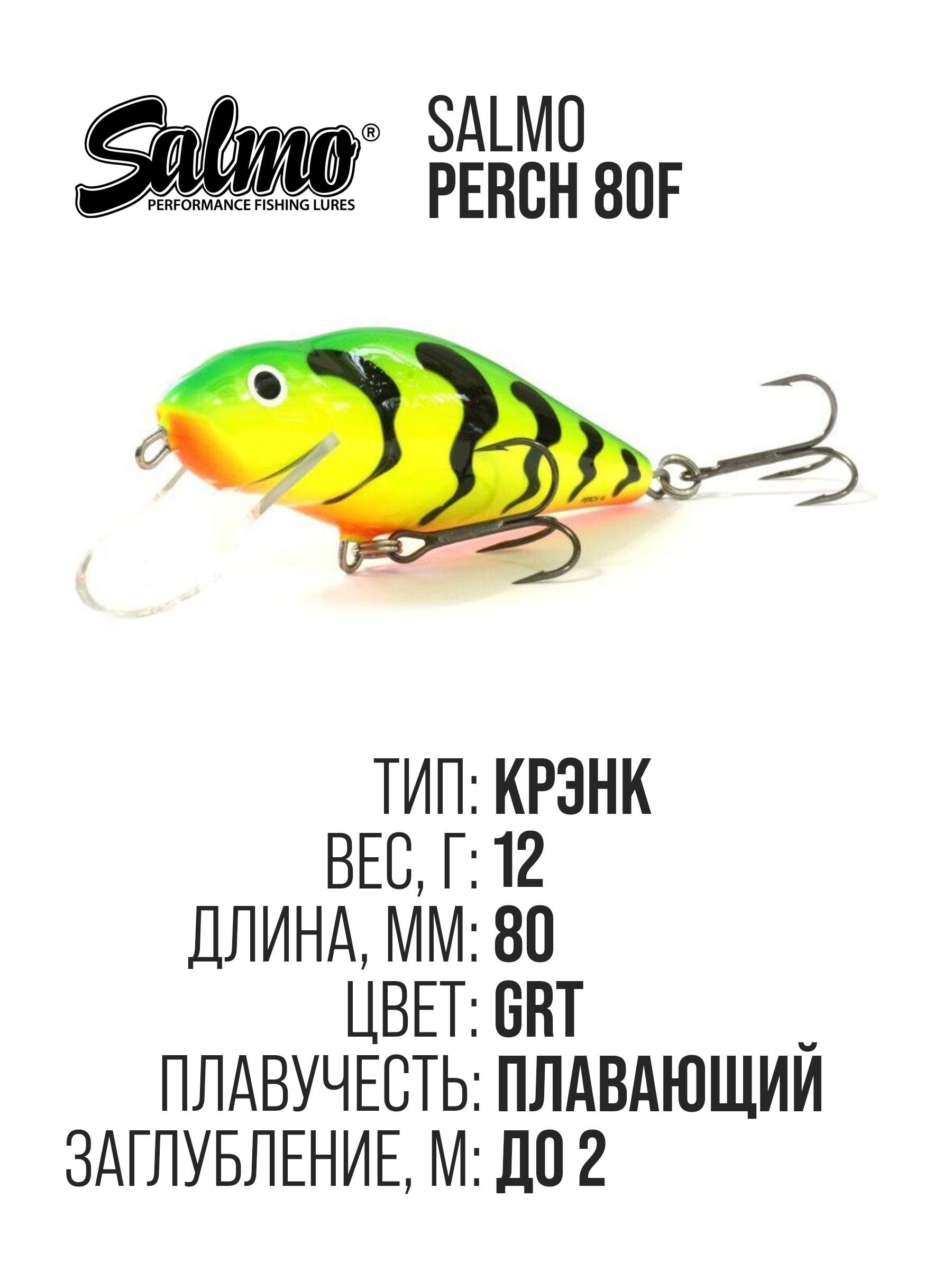 ВоблерплавающийSalmoPERCH80F