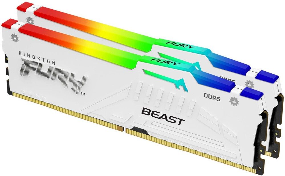 Kingston Fury Оперативная память Beast AMD RGB White DDR5 5600 МГц 2x32 ГБ (KF556C36BWEAK2-64)