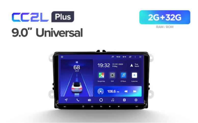 Магнитола TEYES CC2Lplus UNIVERSAL SKODA/VW 2/32 ГБ Android 8.1, 4-ядерный процессор, IPS экран, DSP, 4G модем