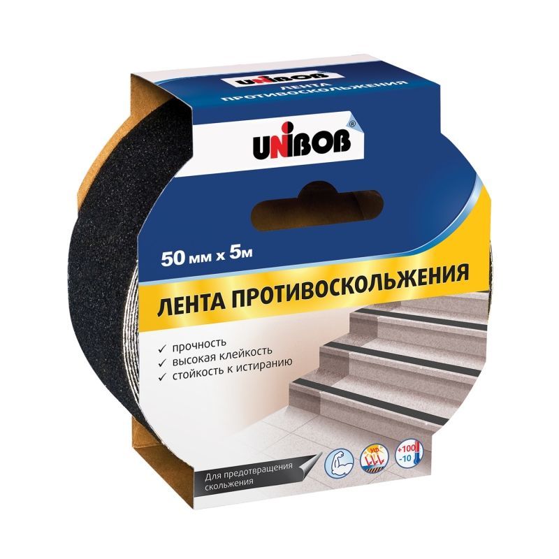 Клейкая лента противоскольжения UNIBOB 50мм x 5м, черный