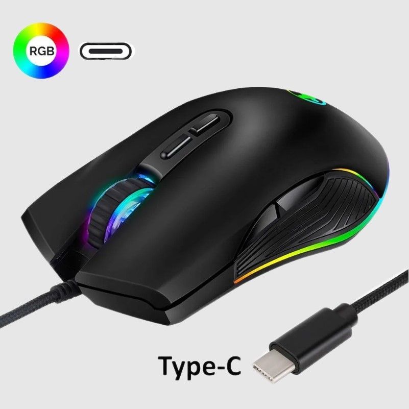Игровая мышь проводная проводная Мышь usb type-c , черный матовый, черный,1 купить c доставкой на OZON по низкой цене (1160626771)