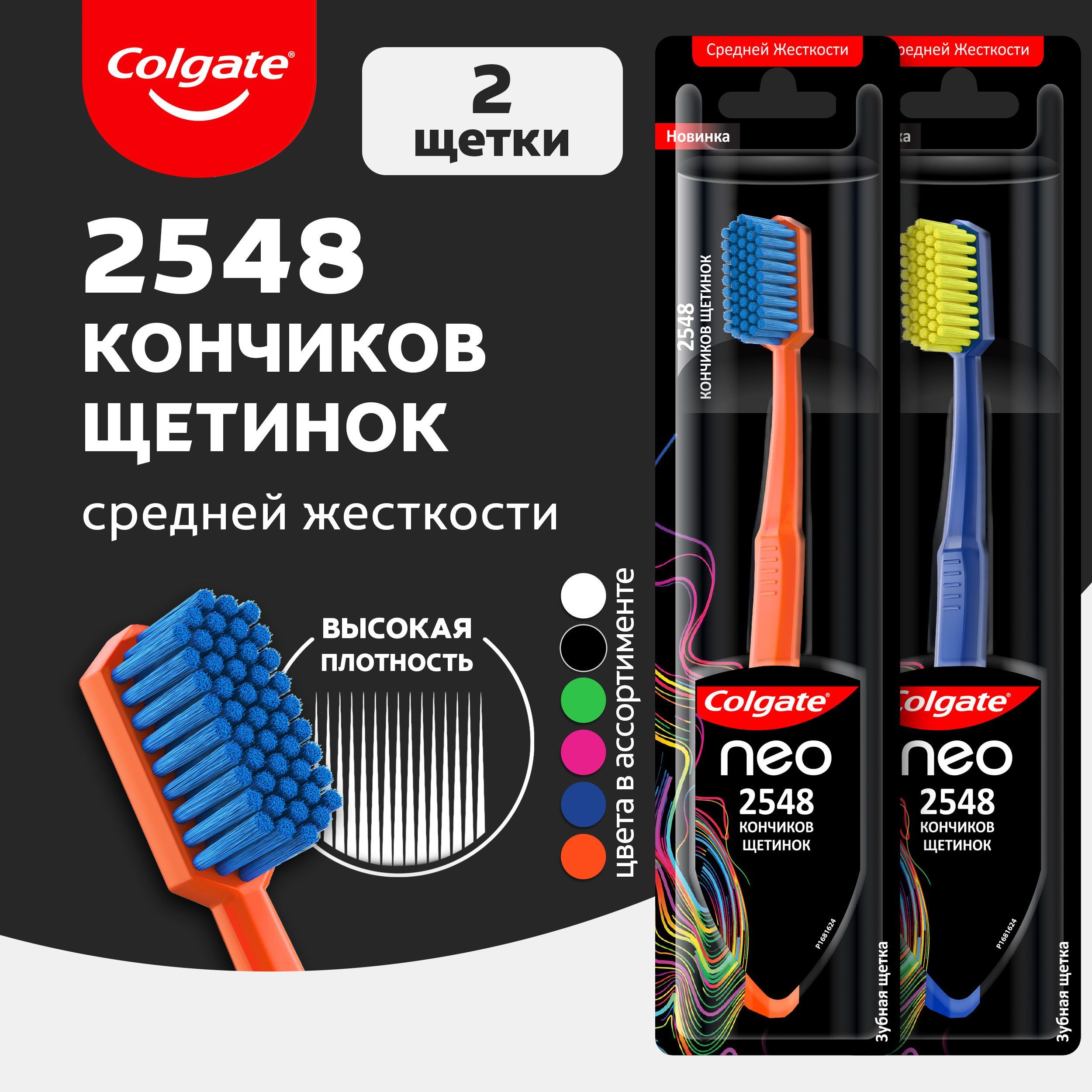 ЗубнаящеткаColgateNeo2548Кончиковщетинок,среднейжесткости(2шт)