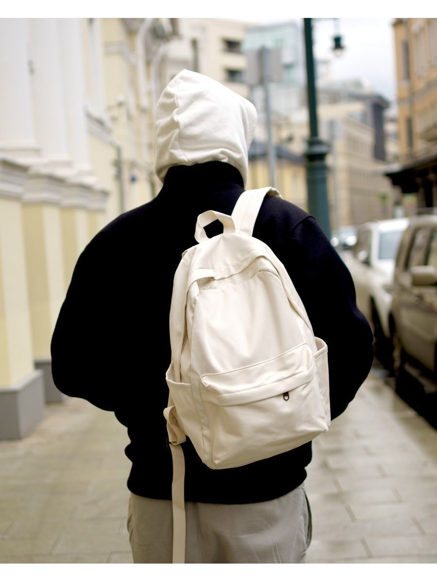 Рюкзак бежевый городской, мужской, женский, универсальный, вместительность 20 литров, новогодний подарок для девушки