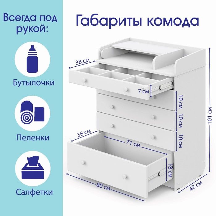 Комод атон maks. Комод пеленальный Атон Maks ЛДСП 800/5 С ящиками.