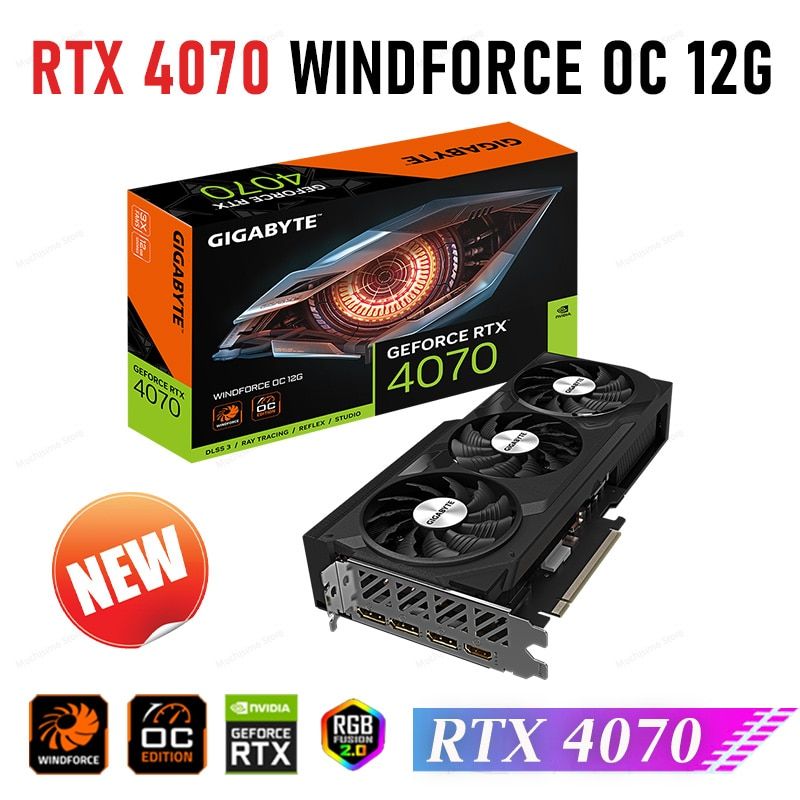 GigabyteВидеокартаGeForceRTX4070(RTX4070WINDFORCEOC12G)