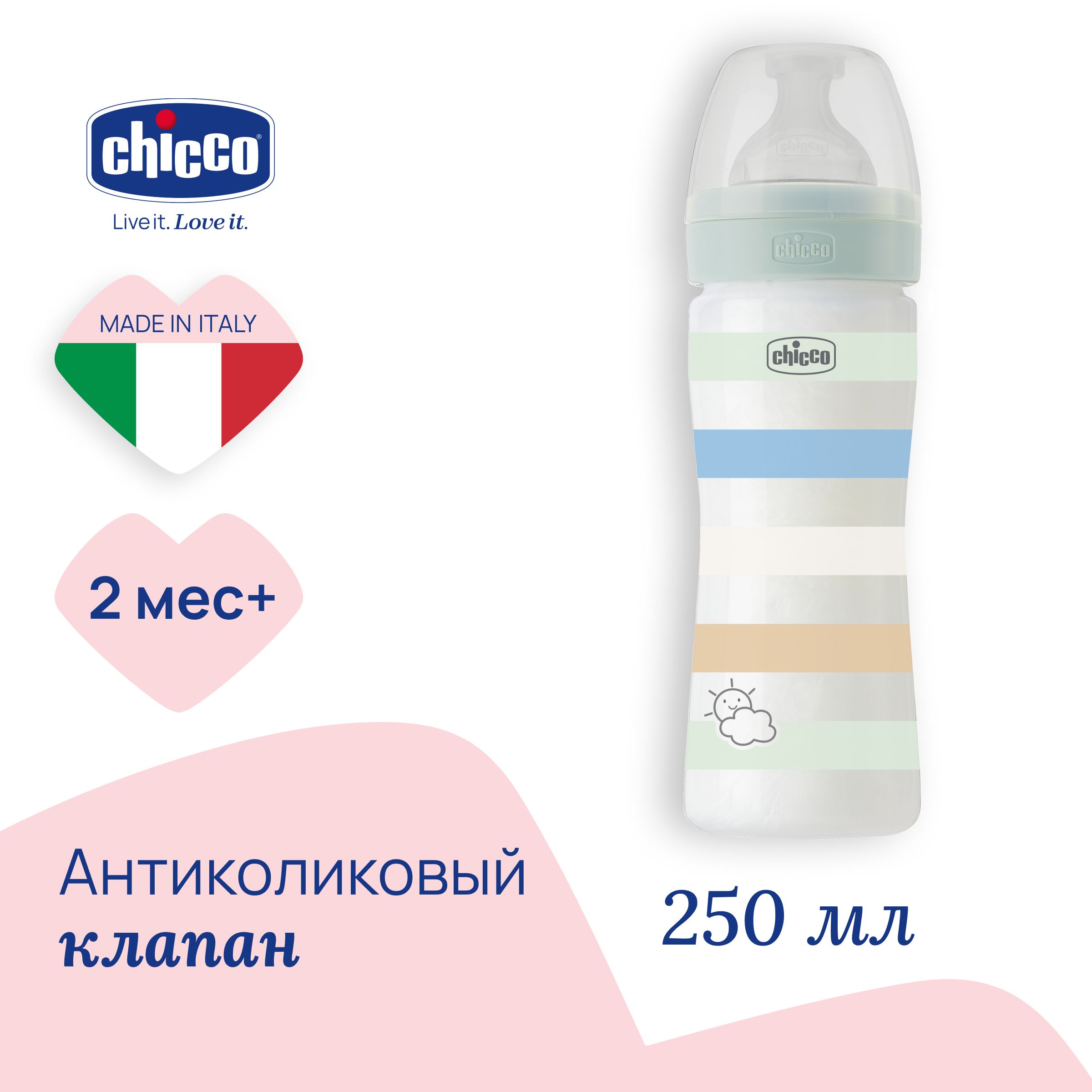 CHICCO Бутылочка Well-Being Boy 2мес.+,сил.соска  средн.поток,РР,250мл.,зеленая - купить с доставкой по выгодным ценам в  интернет-магазине OZON (966253998)