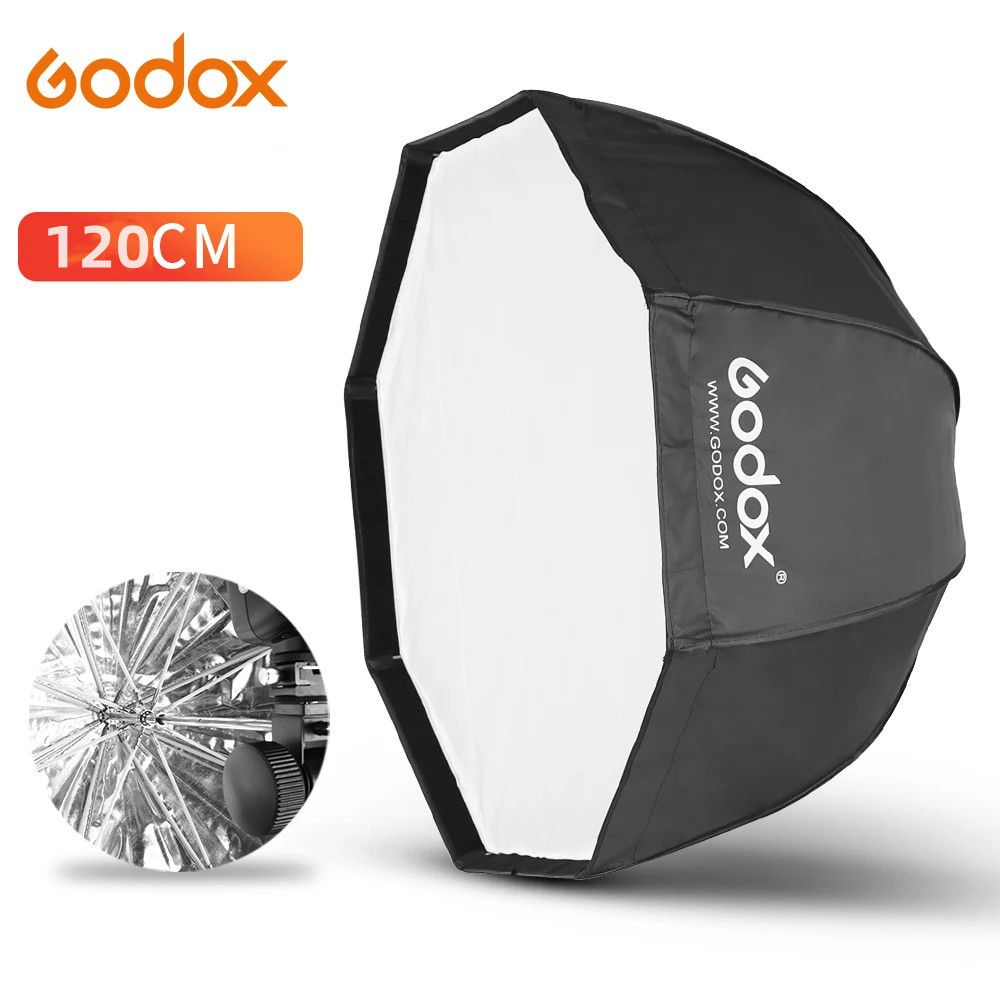 Godox120смпортативныйвосьмиугольныйсофтбоксзонтсотражателемBrollyдлястудийнойвспышки