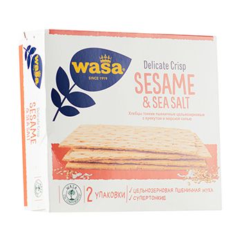 Хлебцы пшеничные тонкие Wasa Delicate Crisp Sesame & Sea Salt цельнозерновые с кунжутом 190г Швеция 1шт