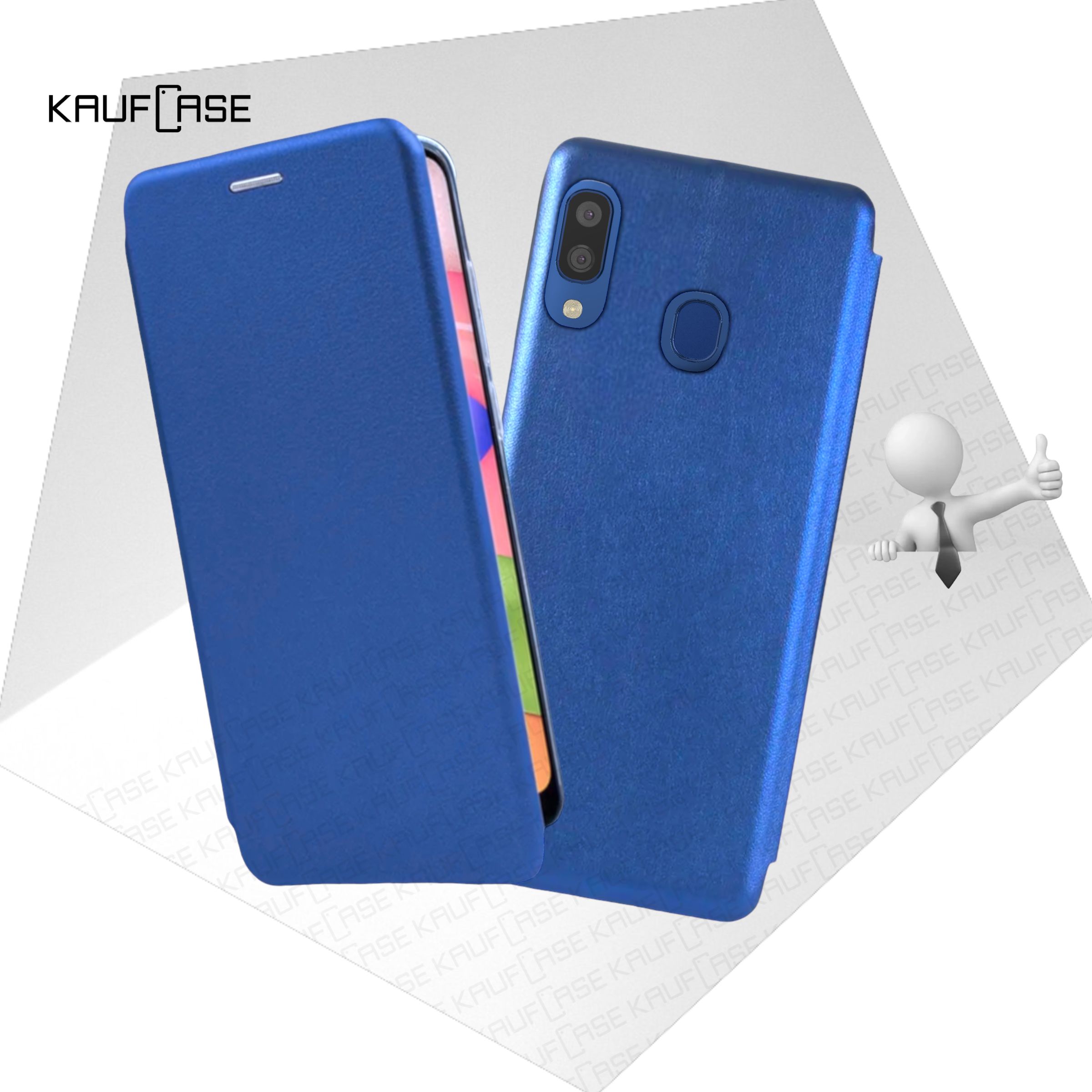 Чехол книжка KaufCase для телефона Samsung A20 (A205)/ A30 (A305) (6.4"), синий. Трансфомер