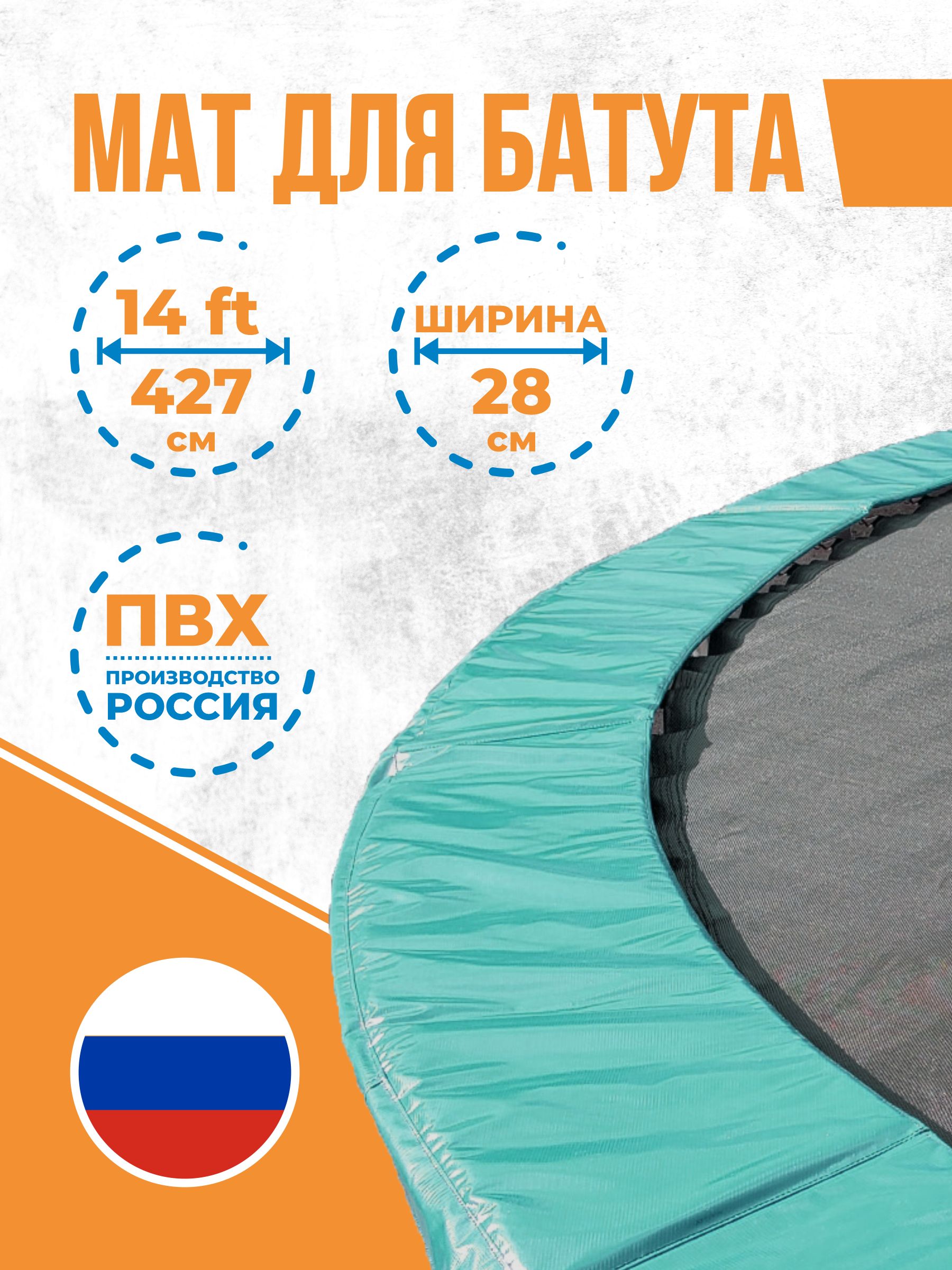 Защитный мат на пружины для батута 14 футов, ширина 28 см (14Ft, 427 см)