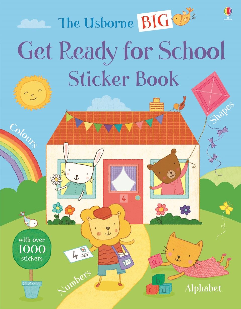 Sticker book. Usborne Stickers Shapes Sticker book. Get ready for School. Big book of numbers Usborne book.