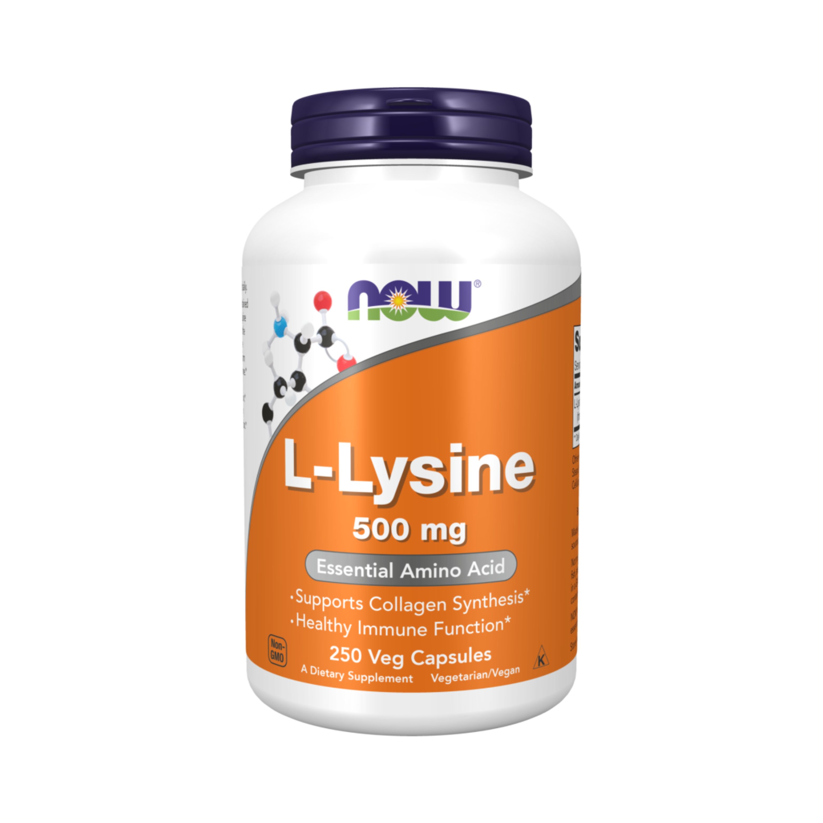 Лизин, L-Lysine NOW 500 мг - 250 капсул (капс массой 833 мг)