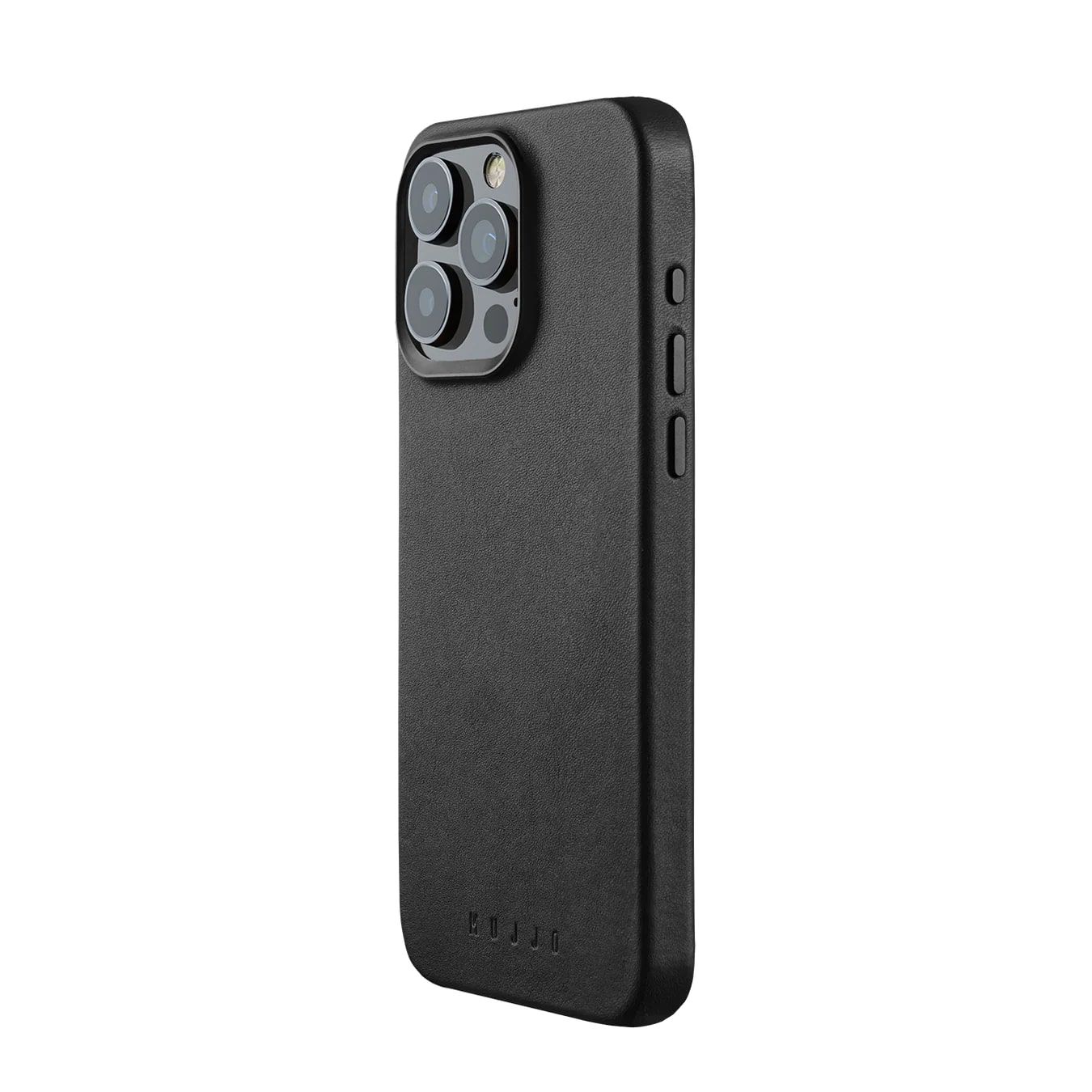 ЧехолнакладкакожанаяMujjoFullLeatherCaseMagSafeдляiPhone15ProMaxBlack