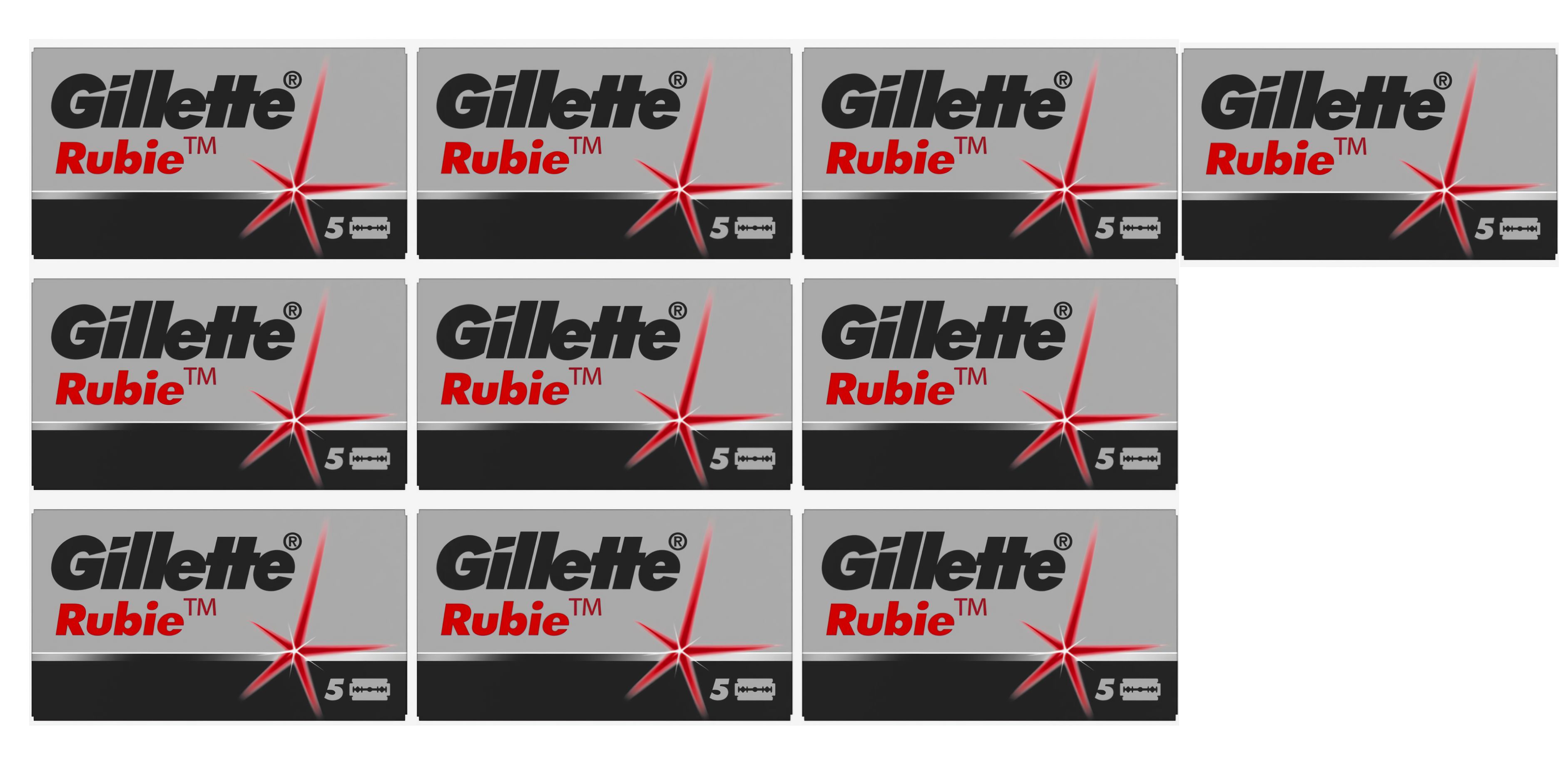 Лезвия классические сменные Gillette Rubie для безопасных бритв 10 упаковок по 5 шт