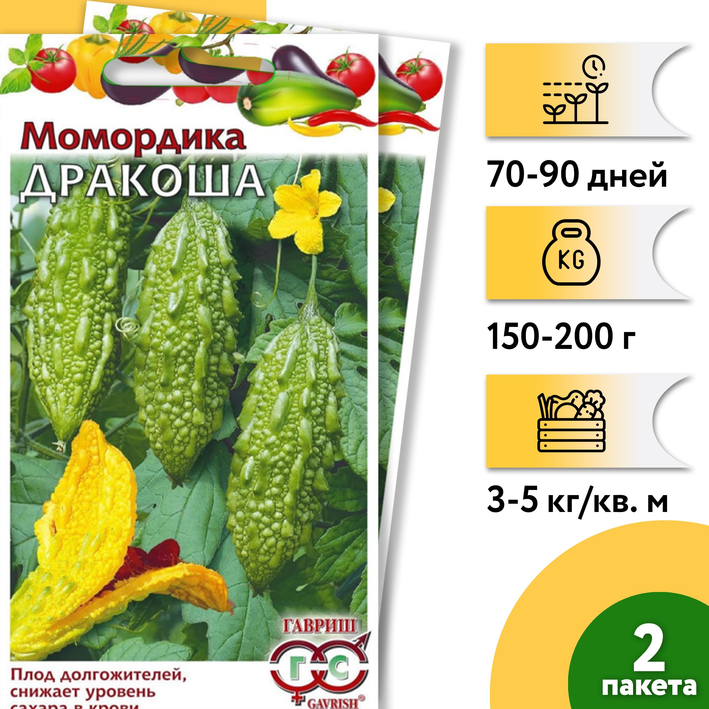 Момордика Дракоша (индийский гранат) (2 уп по 3 шт). Обладает уникальными  лекарственными свойствами! Экзотические овощи - Семена 