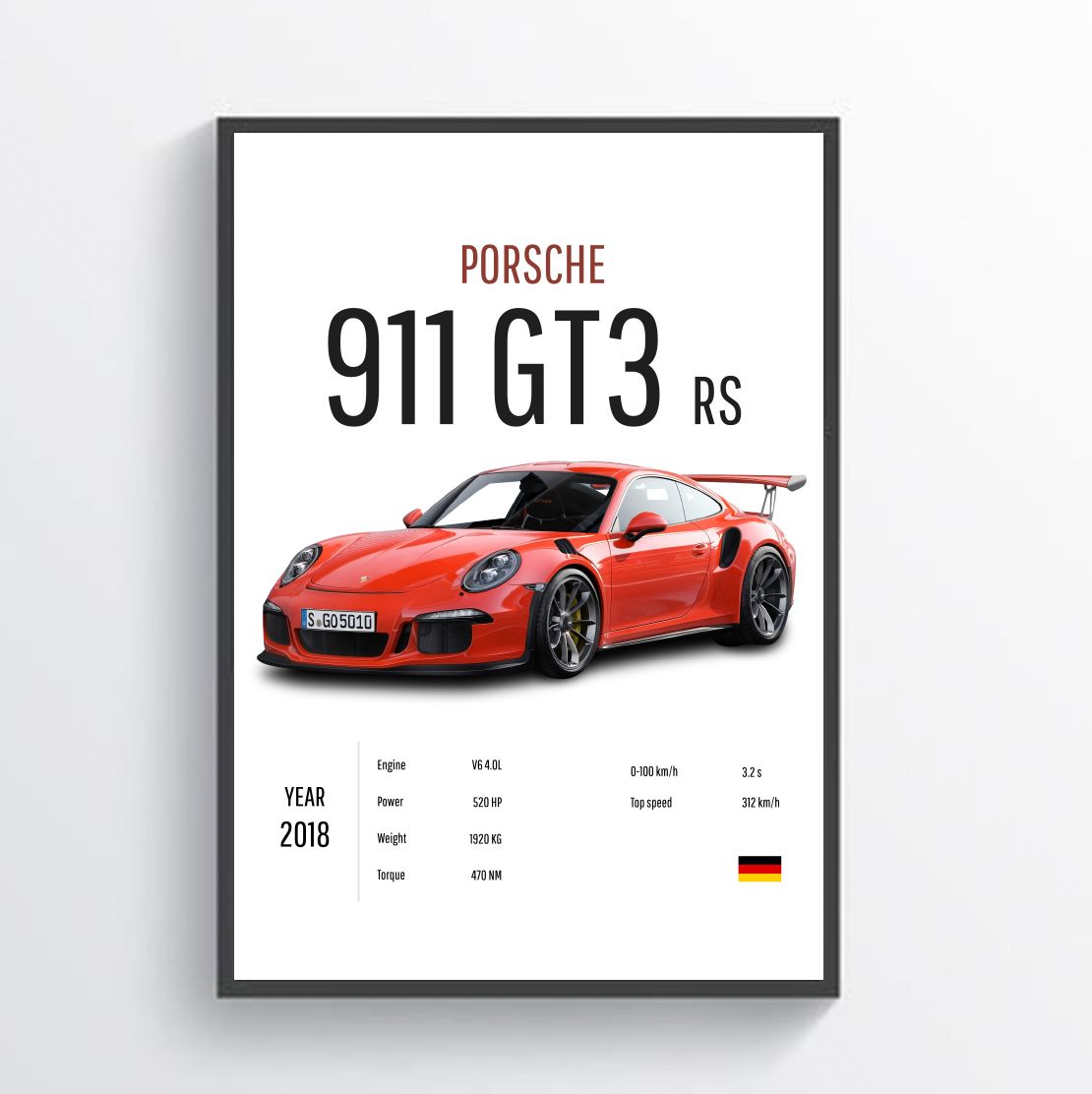 Интерьерный постер PORSCHE 911 GT3 RS / Порш