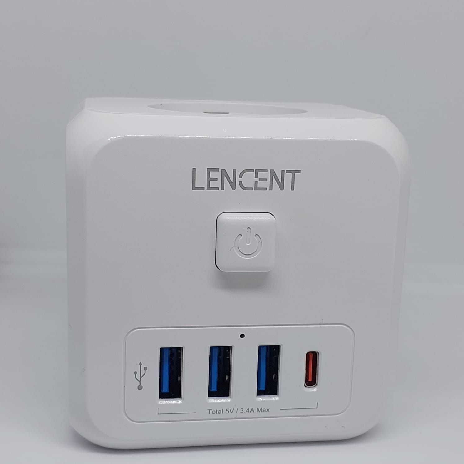 Тройник для розетки LENCENT USB Cube Switching,4000 Вт,3 порта USB и 1 порт USB-Type C , 3