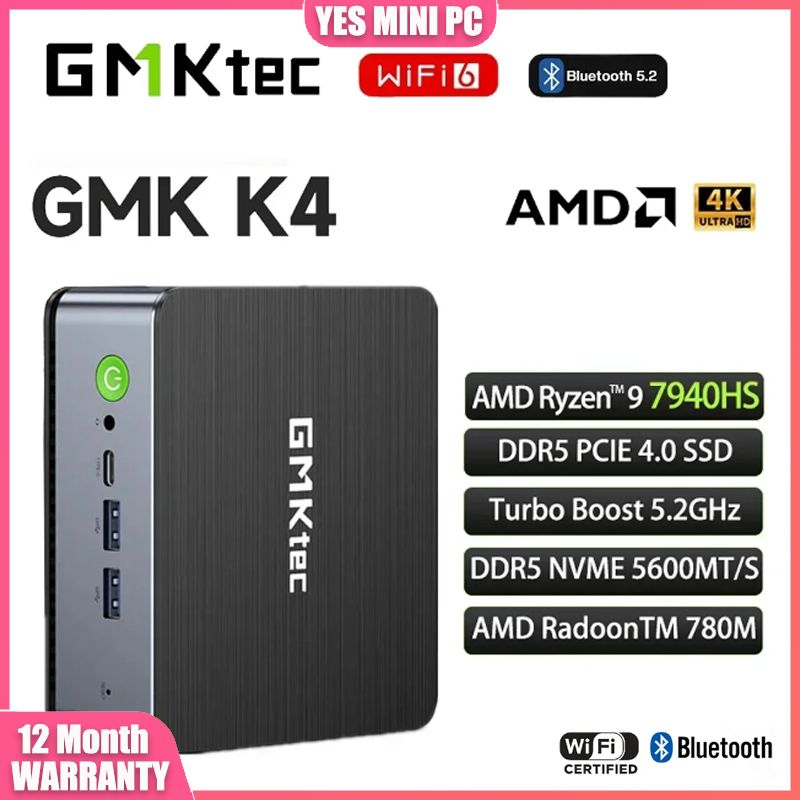 GMKtecМини-ПКK4_AMDR97940HS(AMDRyzen97940HS(4.0ГГц),RAMОтсутствует,AMDRadeon780M,Windows),черный