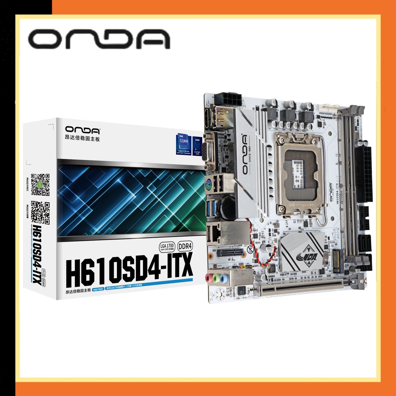 ONDAМатеринскаяплатаH610SD4-ITX-WLGA1700СлотDDR4М.2Wi-Fi