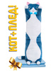 Мягкая игрушка подушка обнимашка длинный Кот Батон 100 см со съемной бабочкой, с пледом, плюшевая, синяя by GoldStitch - изображение