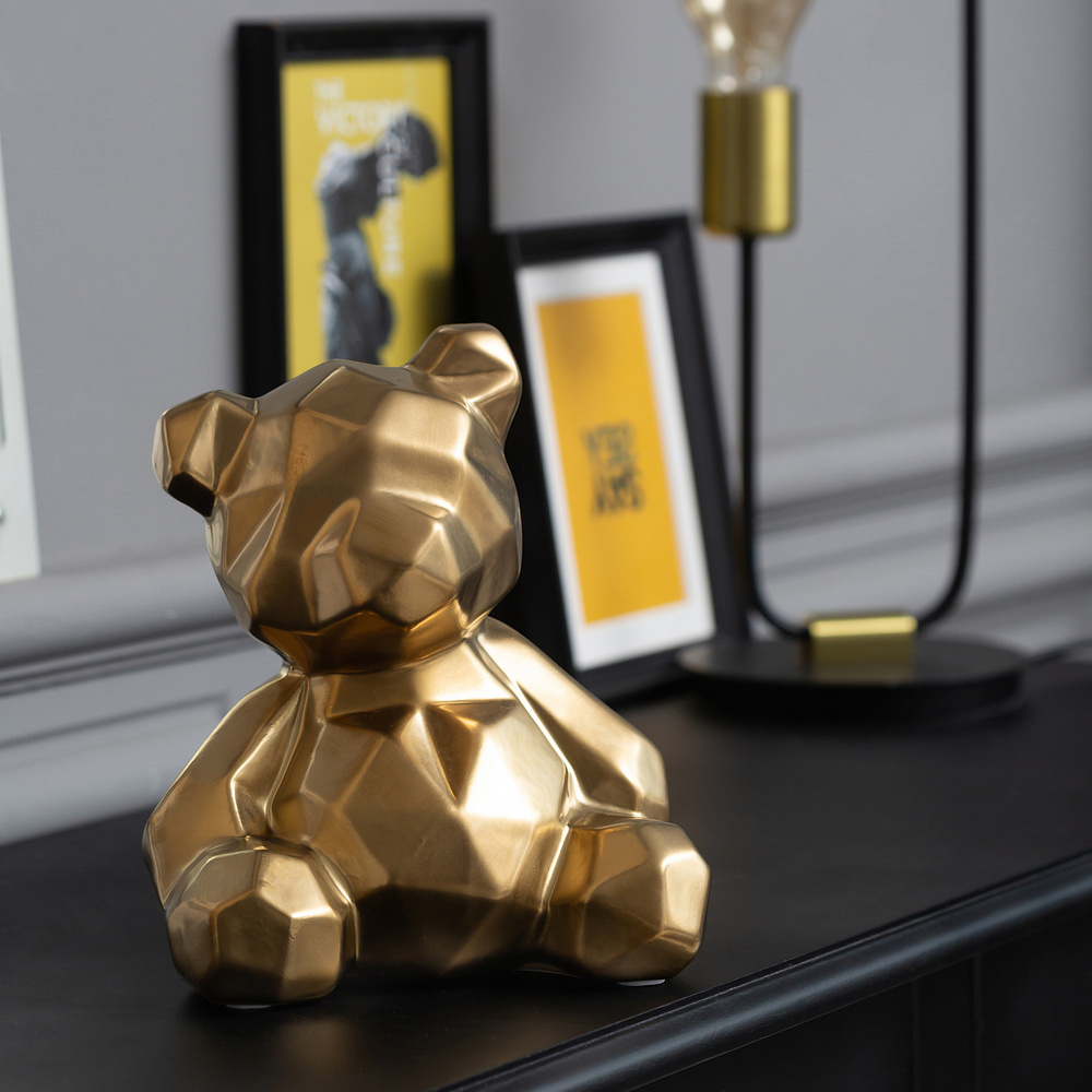 Декоративная керамическая статуэтка "Мишка" золотой #1