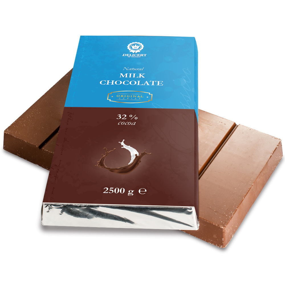Молочный шоколад 32 % Delicert плитка, 2500 гр/2,5 кг #1