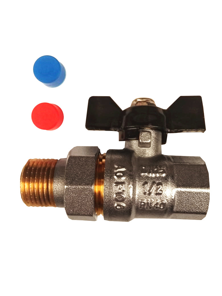 Кран шаровый SGL латунный никелированный 1/2\" бабочка, внутренняя ...