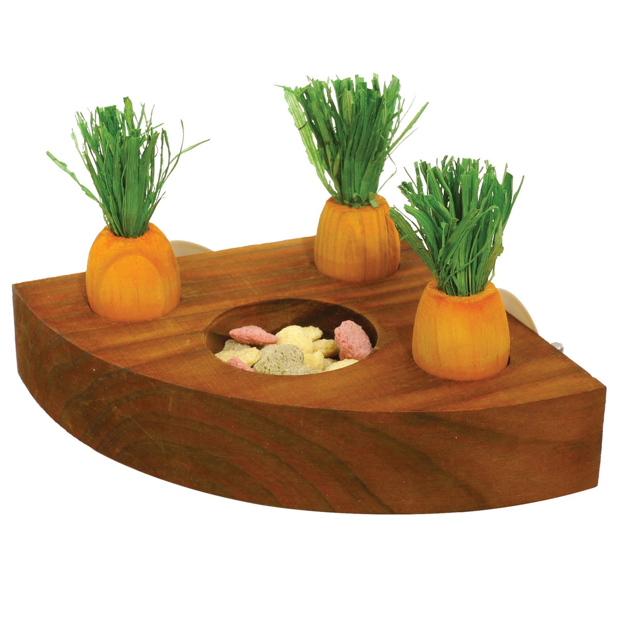 Игрушка для грызунов деревянная ROSEWOOD "Кормушка с морковками", коричневая, 12х12см  #1