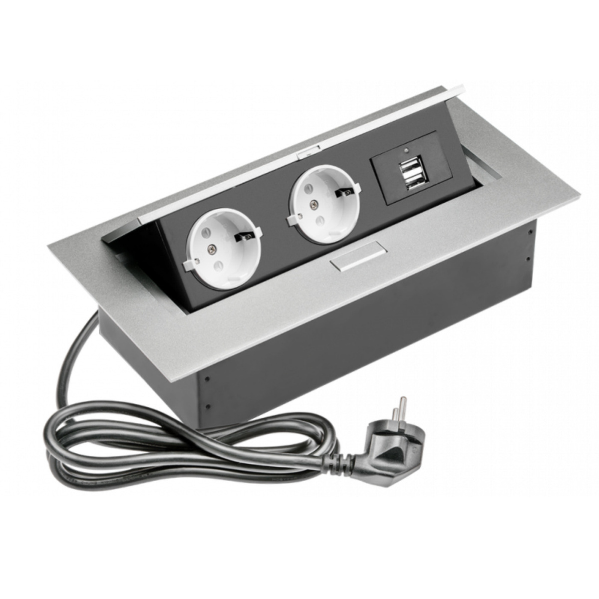 Выдвижная встраиваемая розетка GTV AE-PBU2GS-53 на 2 розетки и 2 USB, с ...