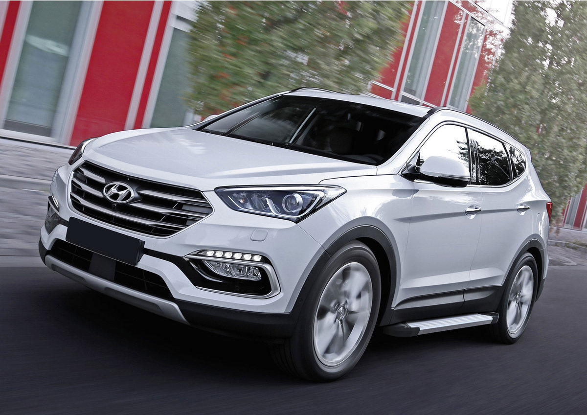 Пороги на автомобиль "Silver" Rival для Hyundai Santa Fe III 2012-2018/Santa Fe Premium 2015-2016, 180 #1