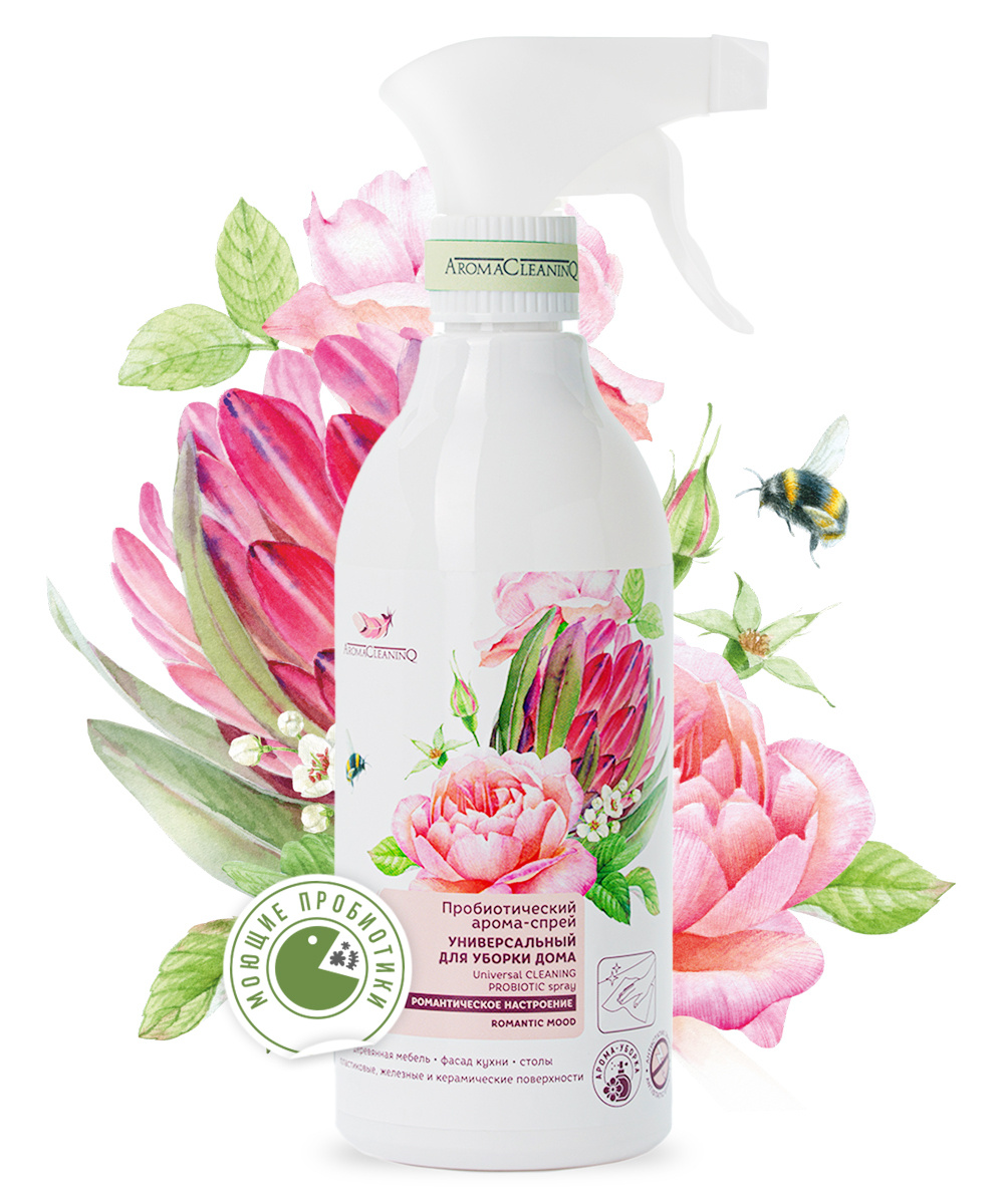 Пробиотический арома-спрей универсальный для уборки дома AromaCleaninQ "Романтическое настроение", 500 #1