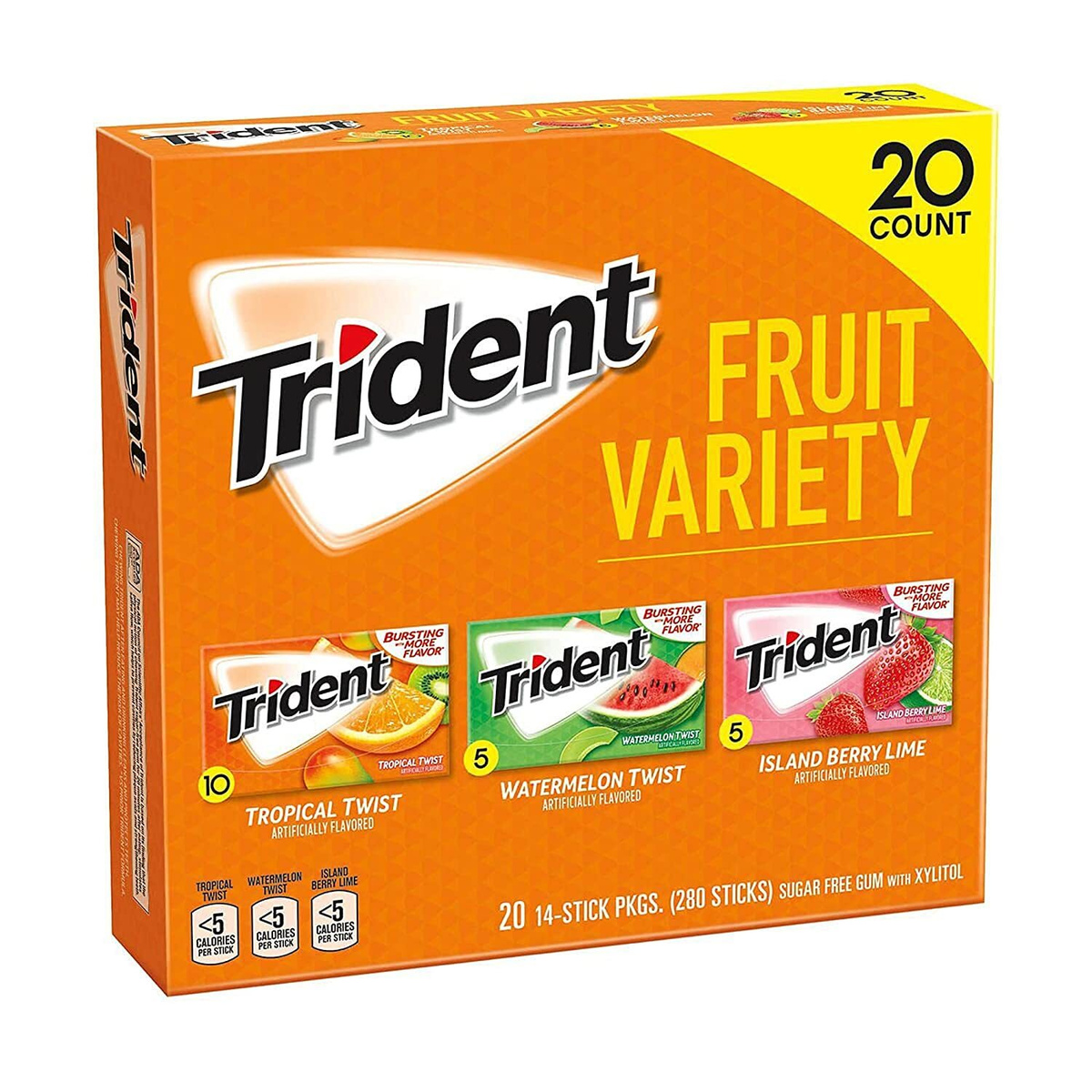 Trident фруктовая жевательная резинка 20 упак. 14 жвачек в каждой ...