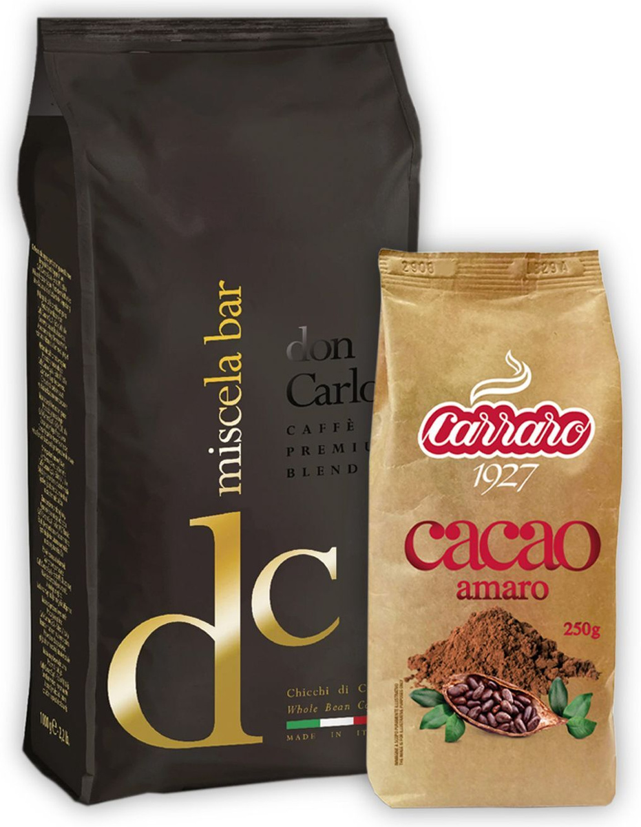 Кофе в зернах Miscela Bar Don Carlos, 1 кг + Растворимое какао Carraro ...