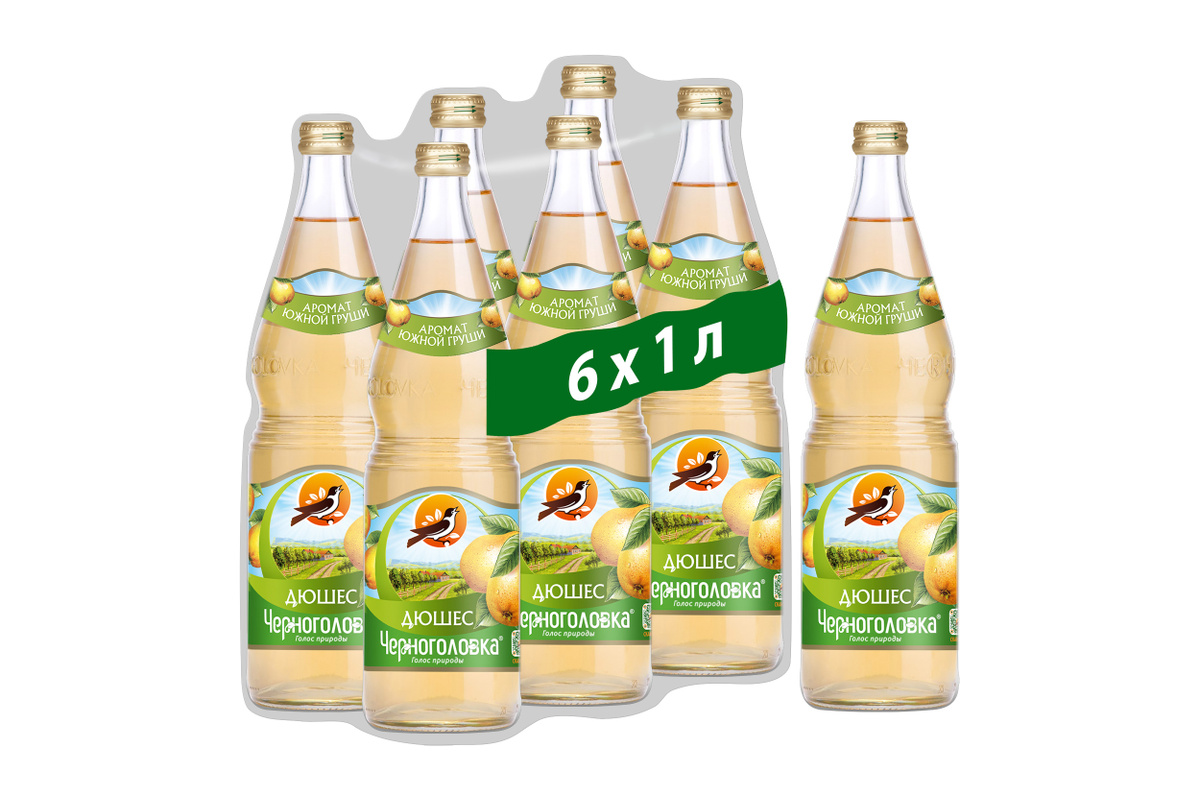 Лимонад Черноголовка "Дюшес" в стеклянной бутылке, 6 шт по 1 л — купить ...