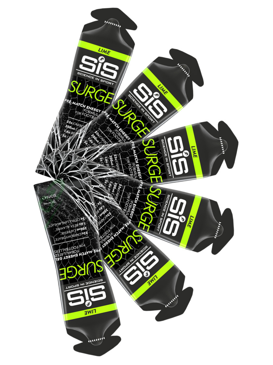 SiS, Gel Energy SURGE PRE-MATCH, 6шт по 60мл (Лайм) / Энергетический ...