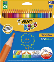 Цветные карандаши, 24 цвета, детские, шестигранные, ударопрочные, BIC Kids Evolution, упаковка 24 штуки. Спонсорские товары