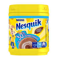 Какао-напиток Nesquik На 30% меньше сахара, быстрорастворимый, обогащенный, для питания детей дошкольного и школьного возраста, 420 г. Спонсорские товары