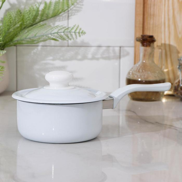 Ковш цилиндрический, 600 мл, эмалированная крышка, без деколи ...