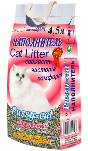 Наполнитель для кошачьего туалета PUSSY-CAT ДРЕВЕСНЫЙ - Пусси-кэт ...