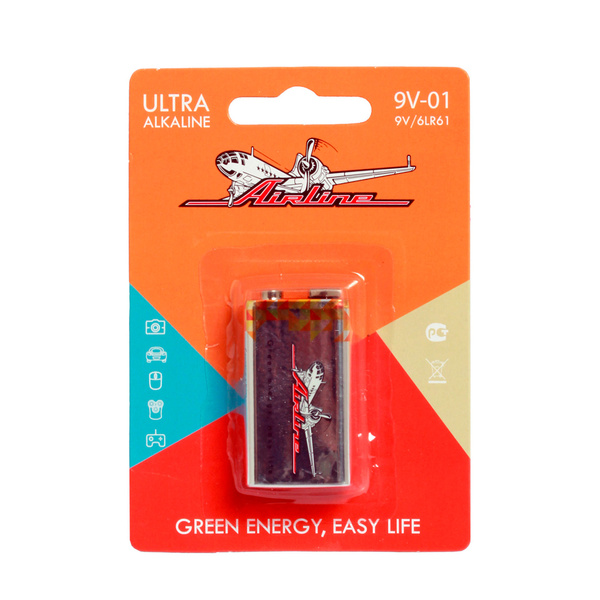 Батарейка AIRLINE 9V01 6LR61/Крона 9V щелочная 1 шт. блистер - купить с ...
