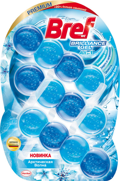 Блок для унитаза фото Блок для унитаза BREF Brilliant Gel Арктическая волна, 3x42 г - 2 шт. - купить с
