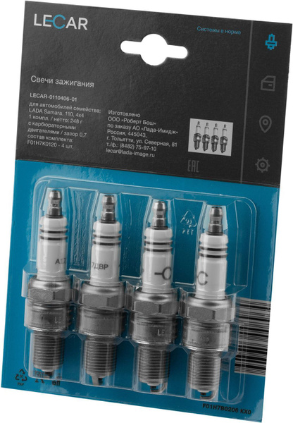 Свеча зажигания дв. 274 Evotech, 2190 FL,Ларгус (дв.11182),Vesta,X-ray (дв.H4M,HR16) (LECAR)