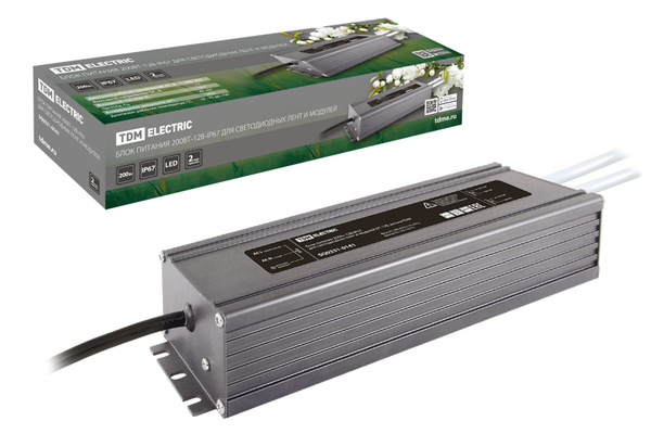 Блок питания для светодиодной ленты TDM Electric, 12В, 200 Вт, IP67 ...