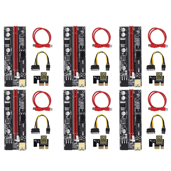 6 шт. PCIE Riser 1X to 16X Видеокарта расширения для графического ...
