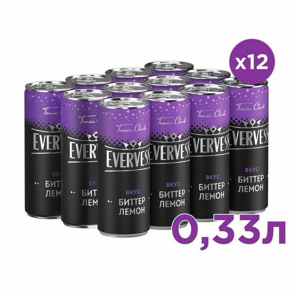 Напиток Evervess Горький Лимон газированный, 330мл x 12 шт, 1 упак ...