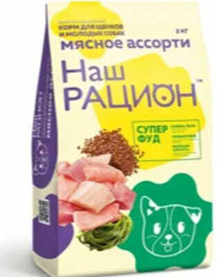 Наш рацион / Сухой корм для Щенков и молодых собак Мясное ассорти 2 кг ...