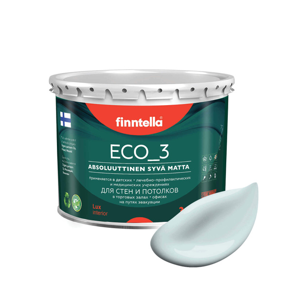 Краска матовая для стен и обоев под покраску FINNTELLA ECO_3 моющаяся ...