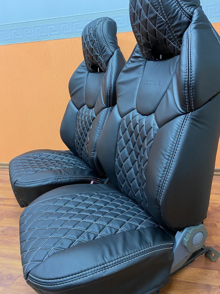 Авточехлы универсальные ДИНАС LAMBO , РОМБЫ, к/з 100%, (черный/черный ...